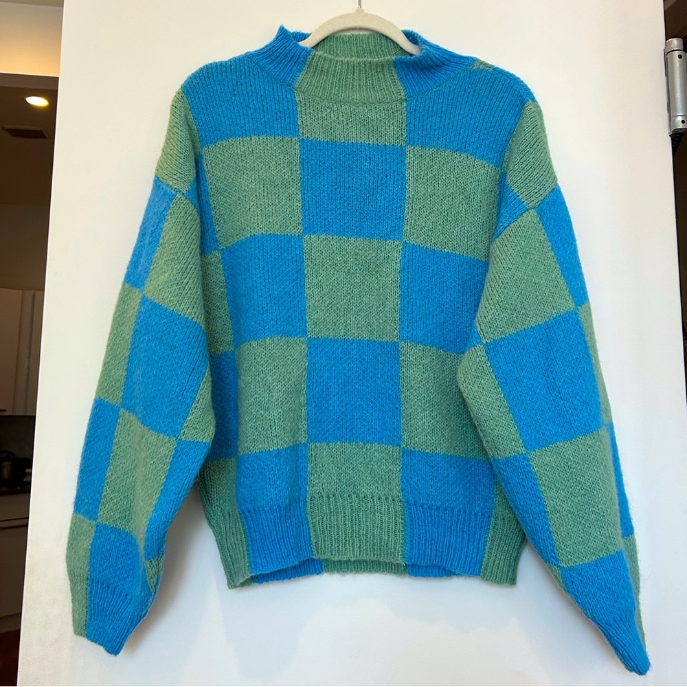 Stine Goya Plaid/Checker Print Mock Neck Sweater XS/S